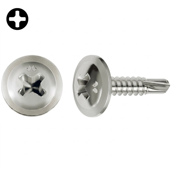 Mustad Vite DRILLEX Autoperforante Testa Fungo Flangiata (FFLL) a Croce PH Chromiting - MUSTAD